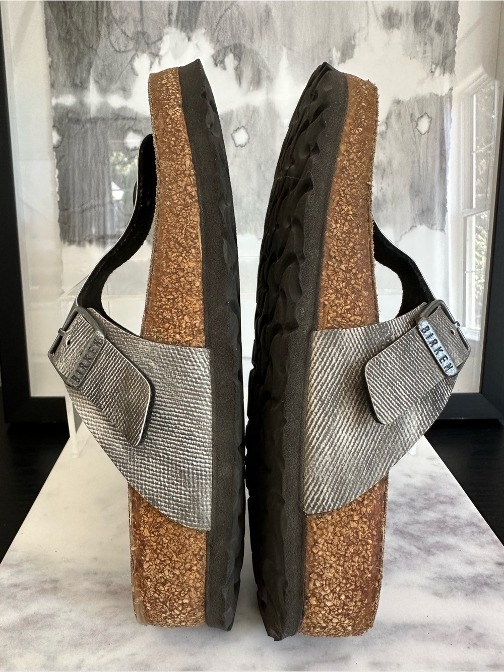 Birkenstock Gizeh Metallic Silver Thong-Style Sandals - Size 36 - Picture 3 of 6